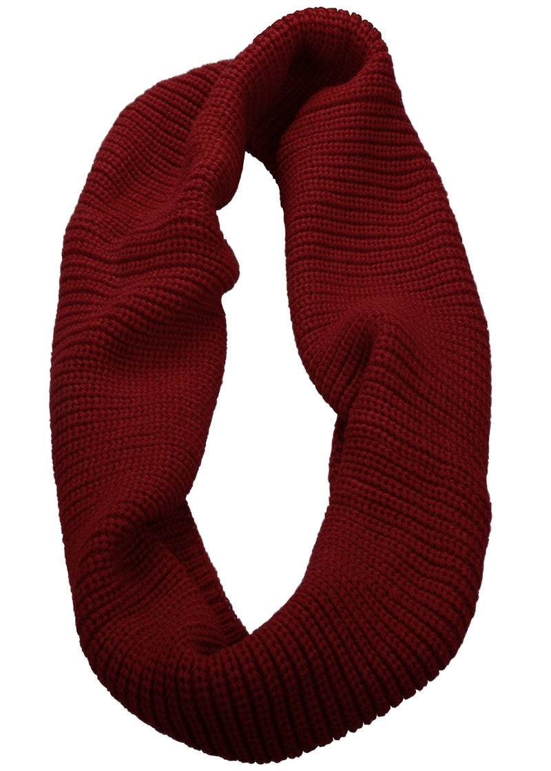 NEOSAN Womens Thick Ribbed Knit Winter Infinity Circle Loop Scarf Burgundy - Image 2